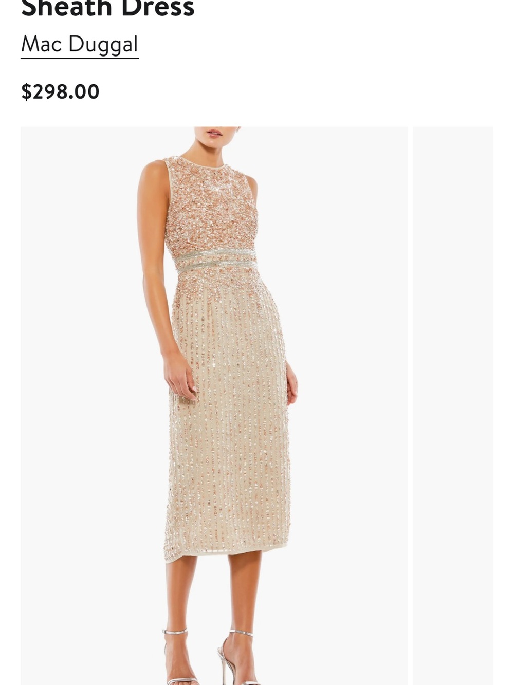 Mac Duggal Beaded Midi Dress in Champagne